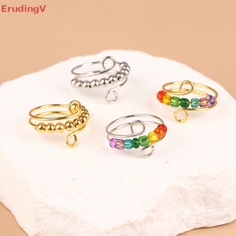 [ErudingV] Nhẫn Xoay Tự Do Giảm Căng Thẳng Đính Hạt Phong Cách Bohemian