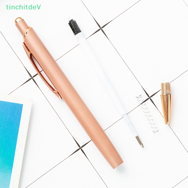 Bút Bi Dạng Nhấn Bằng Kim Loại Màu Vàng Hồng Sáng Tạo