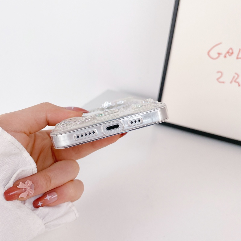 Ốp Điện Thoại Mềm Trong Suốt Chống Sốc Gắn Kèm Gương Hình Bướm / Hoa Hồng 3D Dành Cho iPhone 14 13 12 11 Pro Max 14 Plus