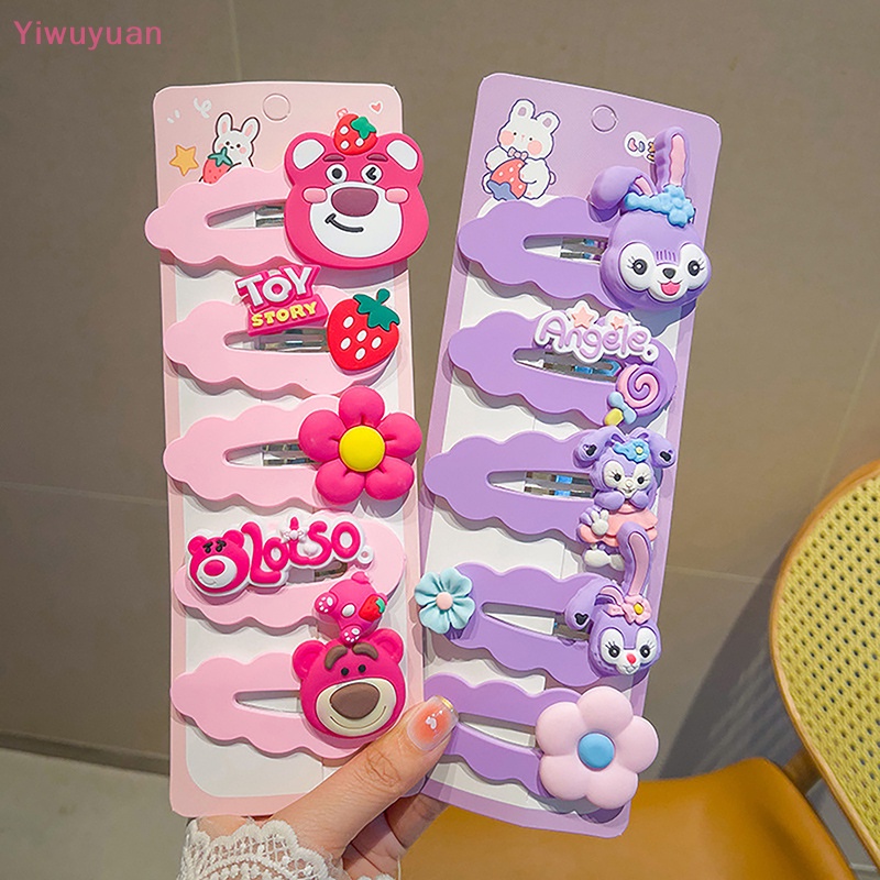 Bộ 5 Kẹp Tóc Họa Tiết Hoạt Hình Dễ Thương Cho Bé Gái