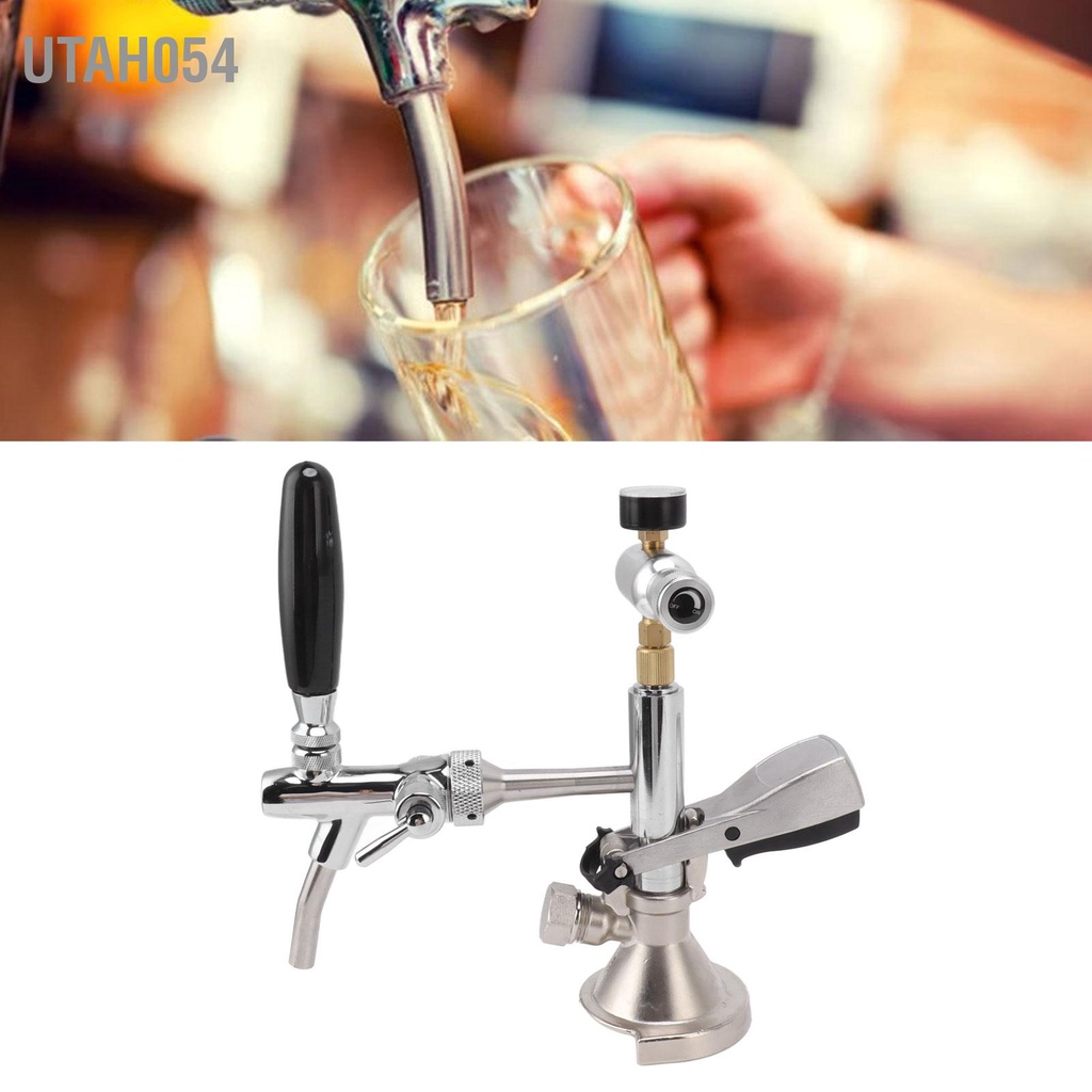 Utah054 Máy bơm bia tiệc tùng 4in thùng bằng đồng thau thép không gỉ Có thể tái sử dụng tươi Kegerator với hồ đo áp suất cho quán bar dã ngoại tại nhà