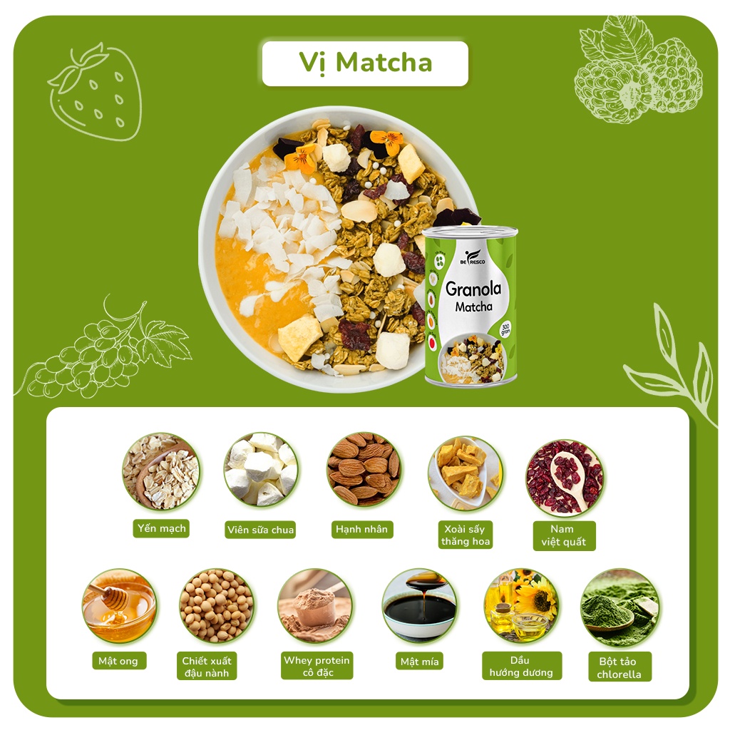 [Đủ 5 VỊ] Ngũ Cốc Granola Giảm Cân Ăn Sáng Ăn Kiêng Vị Trái Cây Mix Sữa Chua Sấy Khô Siêu Ngon Befresco - Hộp 300G