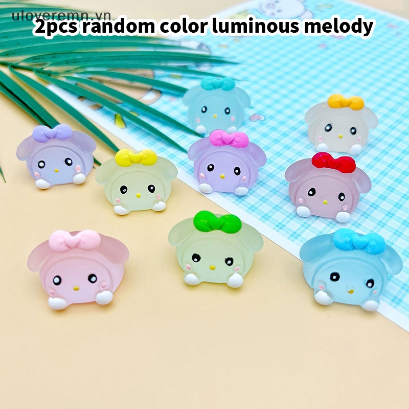 Set 2 Tượng Nhựa Phát Quang Hình Hoạt Hình Mini Dễ Thương Trang Trí