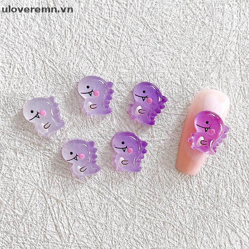Set 10 Phụ Kiện Trang Trí Móng Tay DIY Hình Khủng Long Phát Quang Dễ Thương