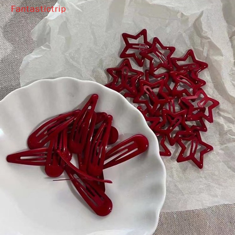 [Fantastictrip] Set 5 Kẹp Tóc Hình Ngôi Sao Đỏ May Mắn Bằng Kim Loại Cho Nữ Dự Tiệc Mới
