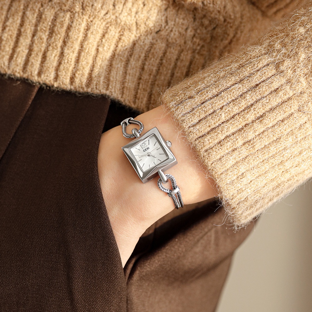 Đồng Hồ Đeo Tay Mặt Vuông Thiết Kế Đơn Giản Sáng Tạo Thời Trang Cho Nữ