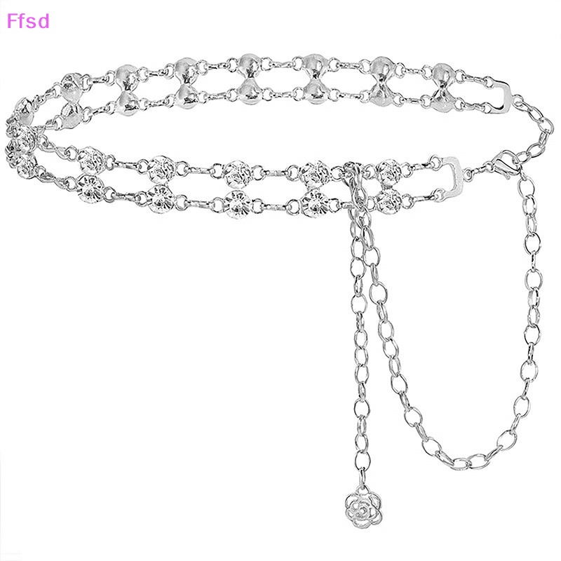 {Ffsd} Thắt Lưng Dây Xích Kim Loại Hai Lớp Đính Kim Cương Pha Lê Thời Trang Sáng Tạo Đa Năng Cho Nữ * Bán Chạy