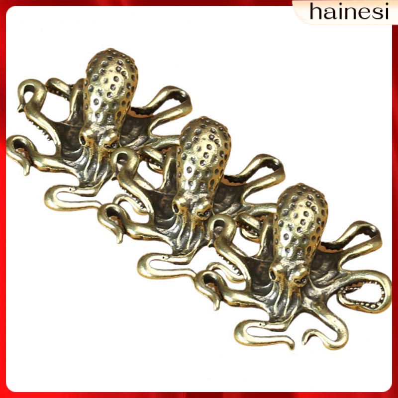 Cabinet Decor Brass Octopus Animal Statue Statues Accessories 3 Pcs
