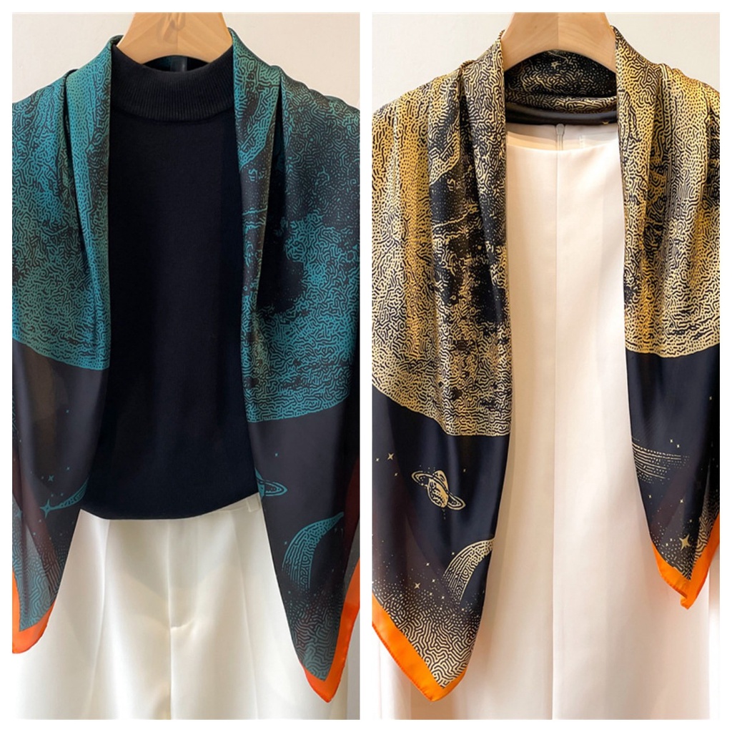 Khăn Choàng Cổ Hình Vuông 90 * 90CM Chất Lụa In Họa Tiết Thời Trang Thu Đông Cho Nữ