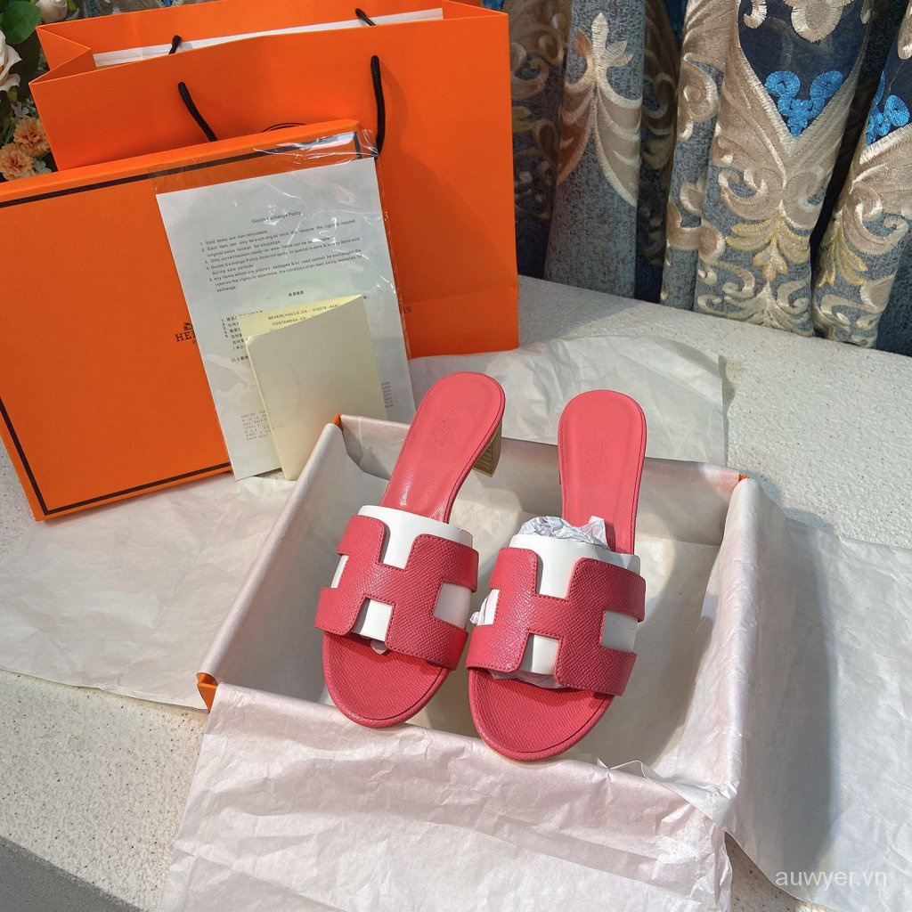 HER Dép Sandal Bằng Da Thật Đế Bằng 5CM Thời Trang Mùa Hè 2023