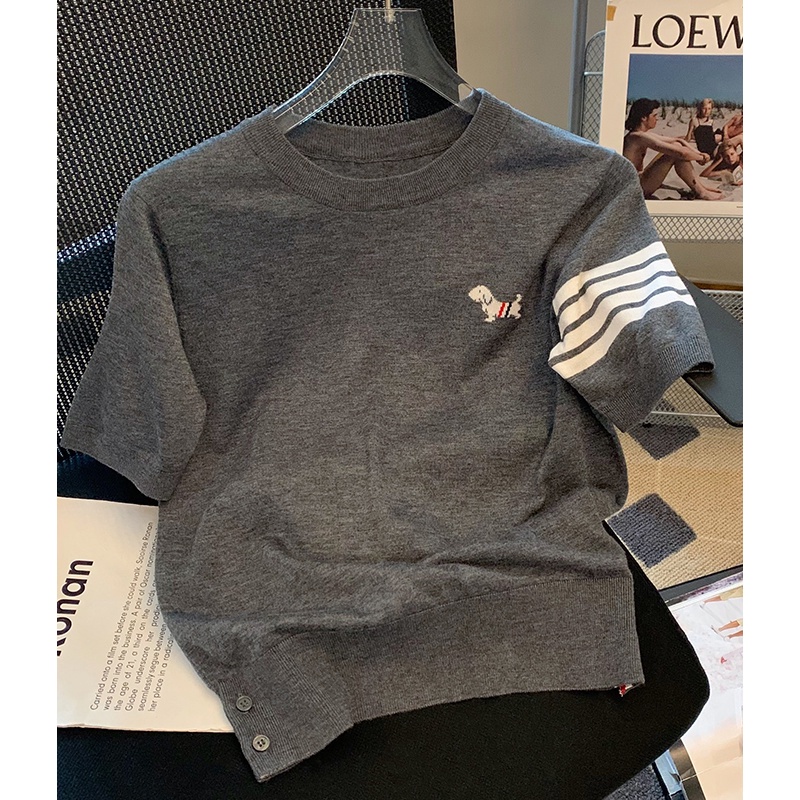 Áo Sweater Tay Ngắn In Hình Chú Chó Xám Thời Trang Mùa Hè 2023 Mới