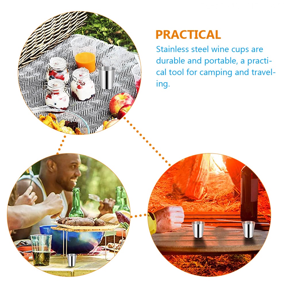 Bộ 10 Ly Uống Rượu Bằng Thép Không Gỉ Có Thể Xếp Chồng Lên Nhau