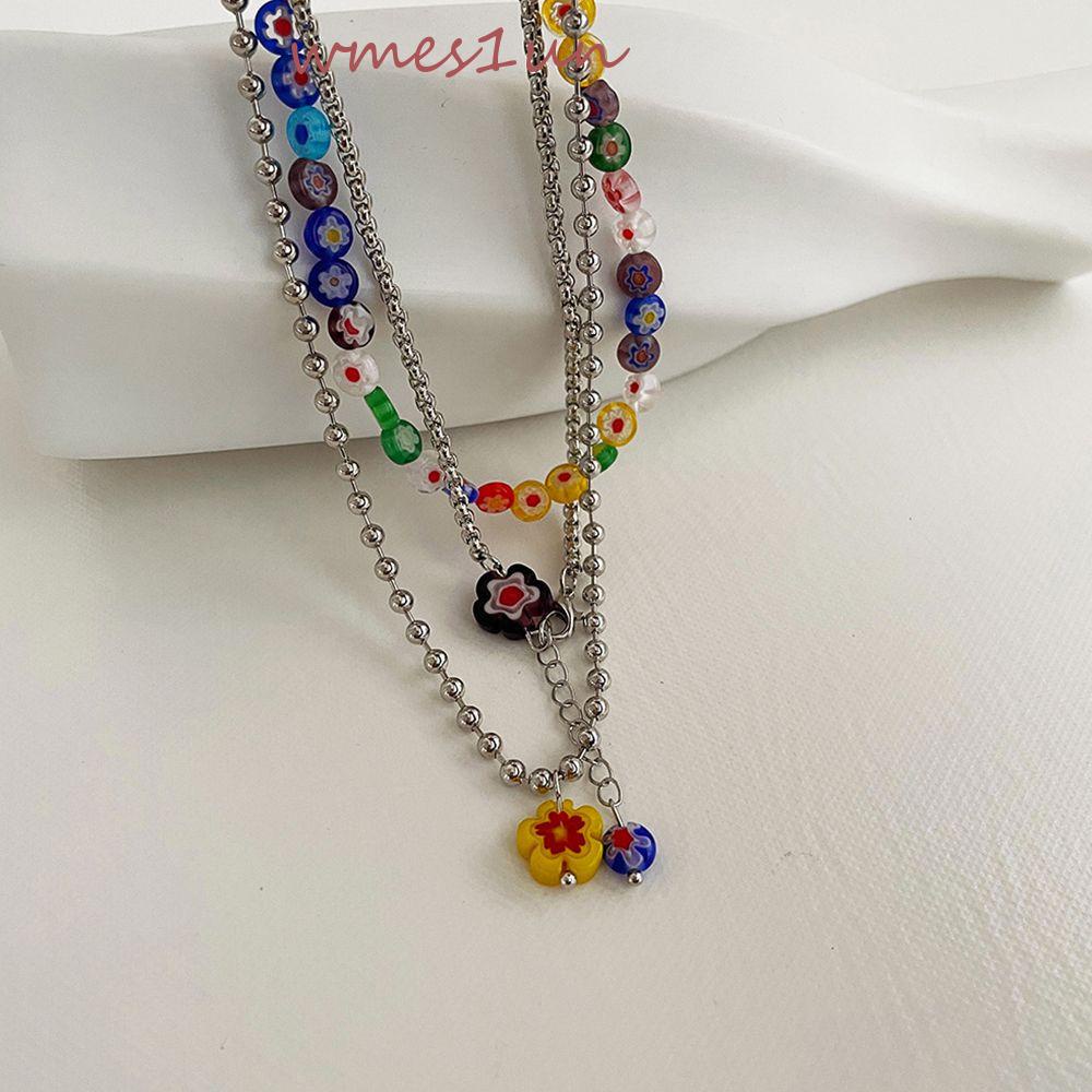 Vòng cổ Hợp Kim Mặt Hoa Tráng Men Thời Trang WMES15H Cho Nam Và Nữ