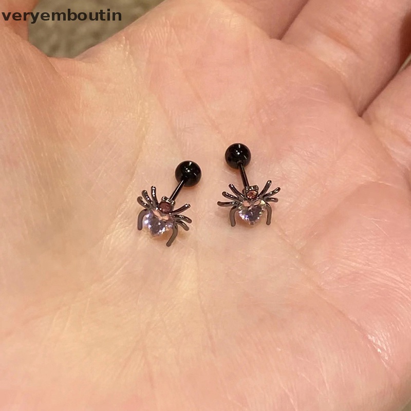 1 Đôi Khuyên Tai Hình Nhện / Trái Tim Đính Đá Zircon Thời Trang Cho Nữ