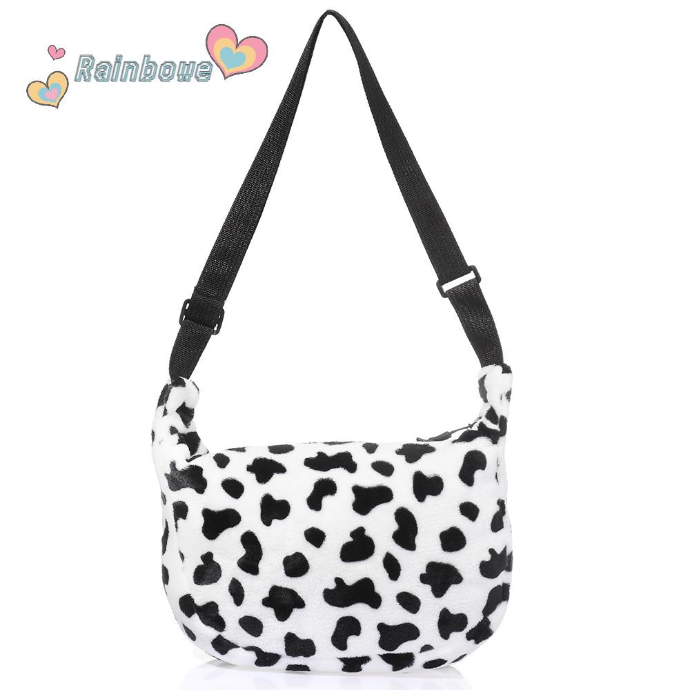 Túi Đeo Chéo Phủ Lông Màu Cầu Vồng Cỡ Lớn Thời Trang Sành Điệu