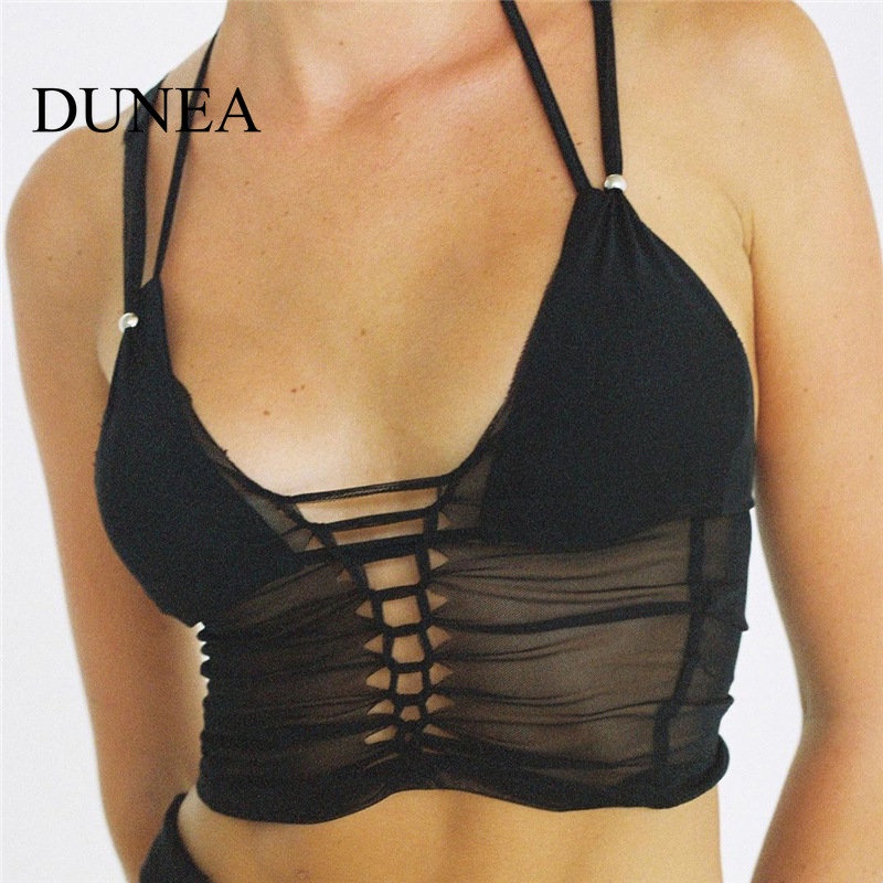 DUNEA Áo Croptop Cổ Chữ V Ôm Dáng Quyến Rũ Thời Trang Cho Nữ