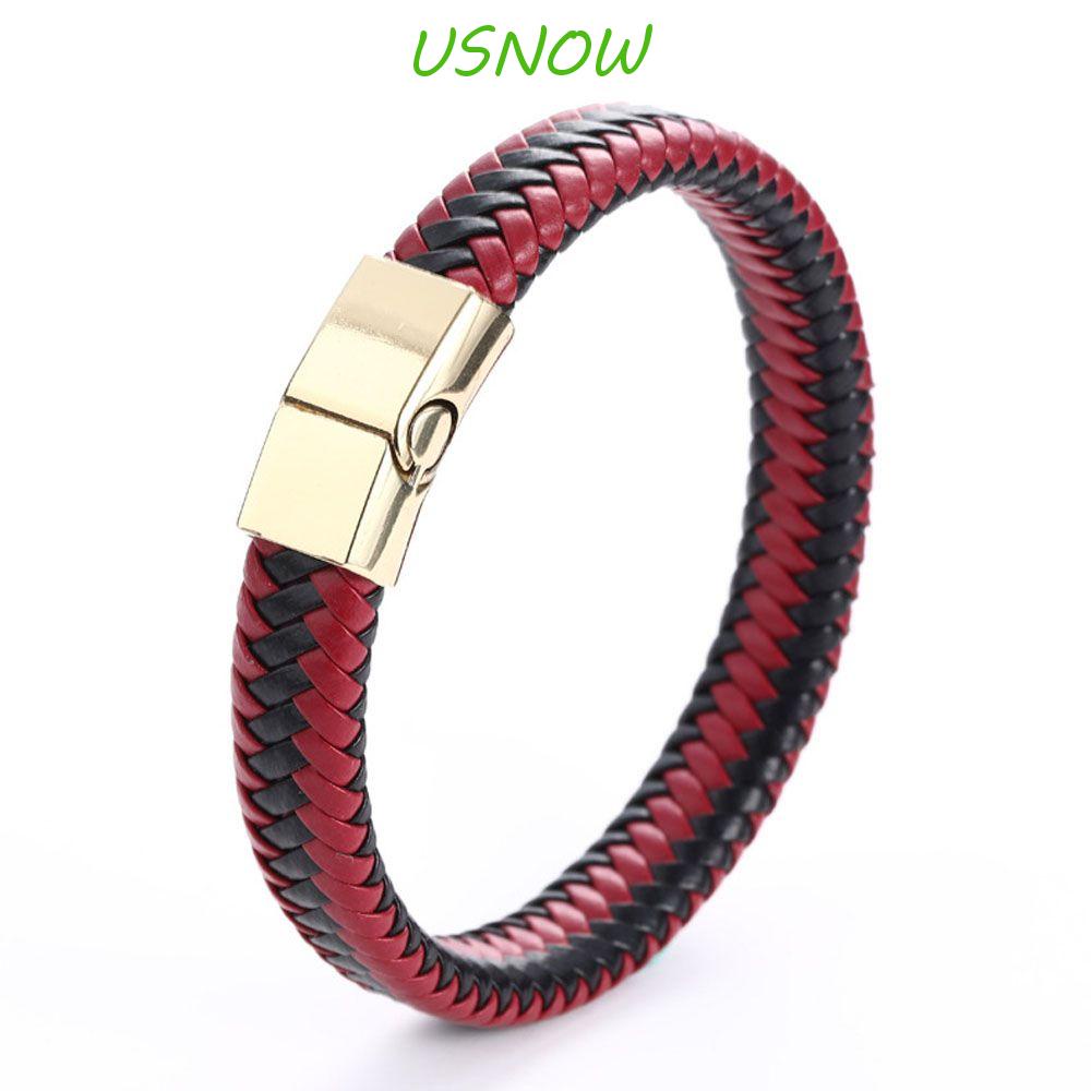 Vòng Tay Da Nhiều Lớp Khóa Inox Màu Đen / Nâu Cổ Điển