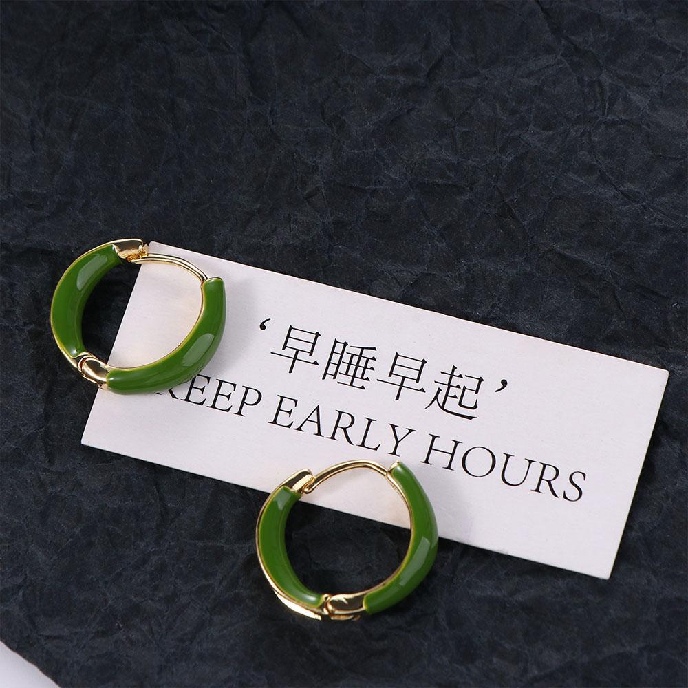 EXPEN Khuyên Tai Hợp Kim Dáng Tròn Đơn Giản Phong Cách Vintage Hàn Quốc