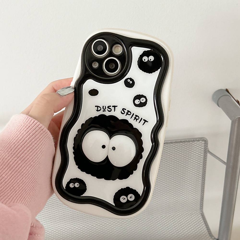 Ốp Điện Thoại Màu Đen Họa Tiết Hoạt Hình 3D Cho iPhone 14 Pro Max 14 13 Pro Max 12 Pro Max 11