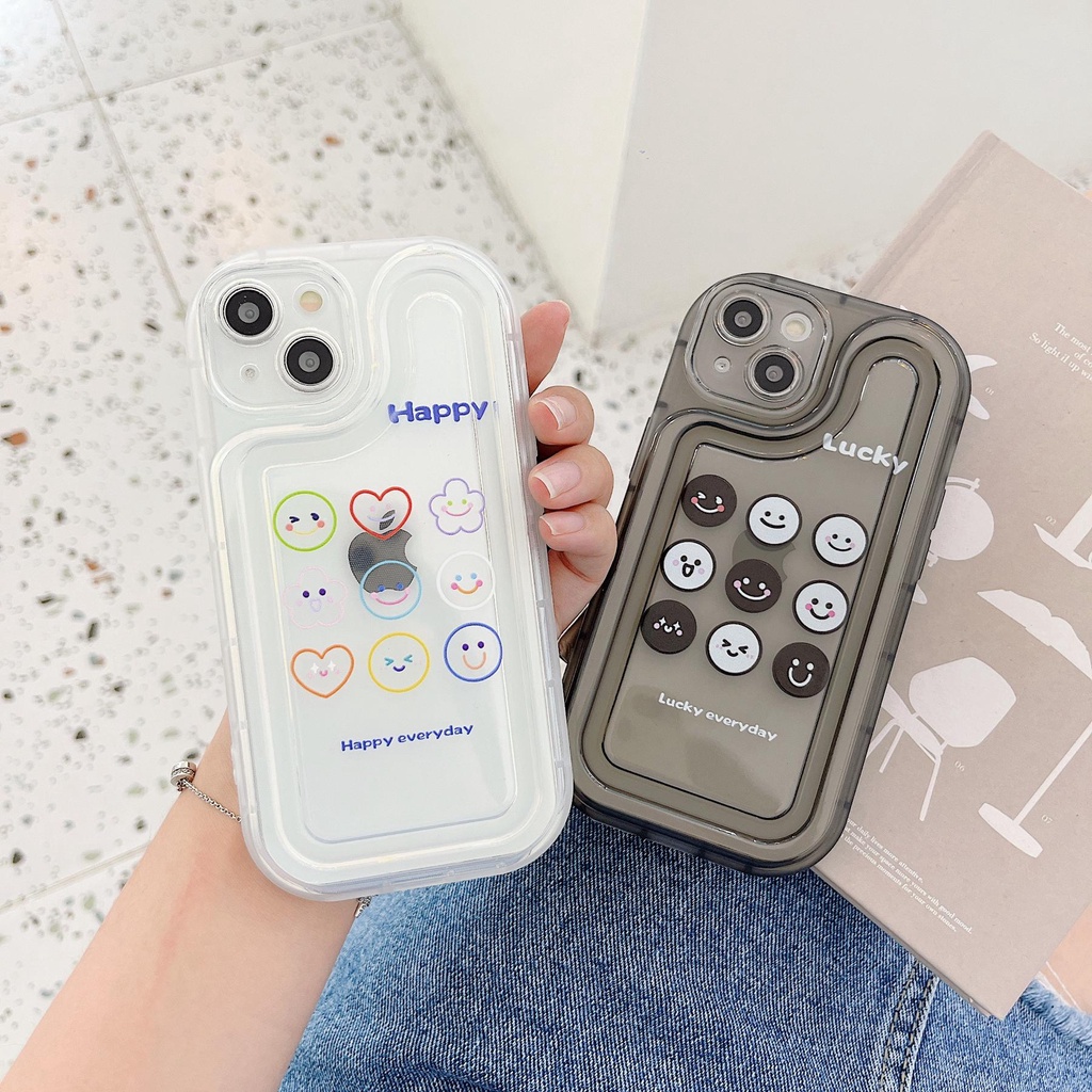Ốp Điện Thoại TPU Dẻo Trong Suốt Họa Tiết Trái Tim &amp; Mặt Cười Dễ Thương Cho iPhone 14 Plus 13 12 11 Pro Max