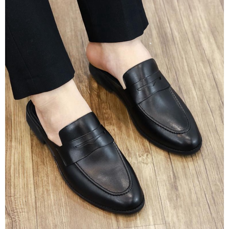 - Giày sục nam chất liệu da Pu mềm nhập khẩu đế cao su đúc cao 3cm mã S008 đen