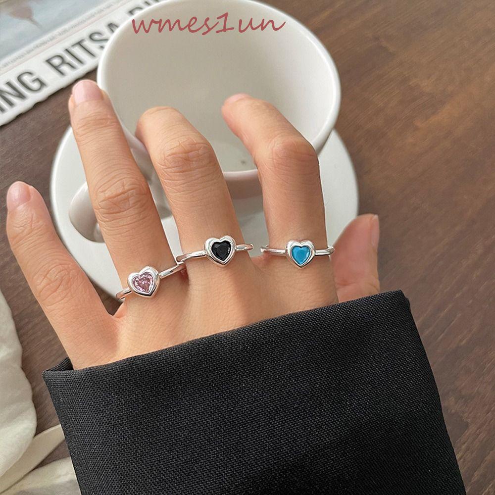 Nhẫn Hở Hình Vuông / Trái Tim Tinh Tế WMES15H Phong Cách Hàn Quốc Cho Nữ