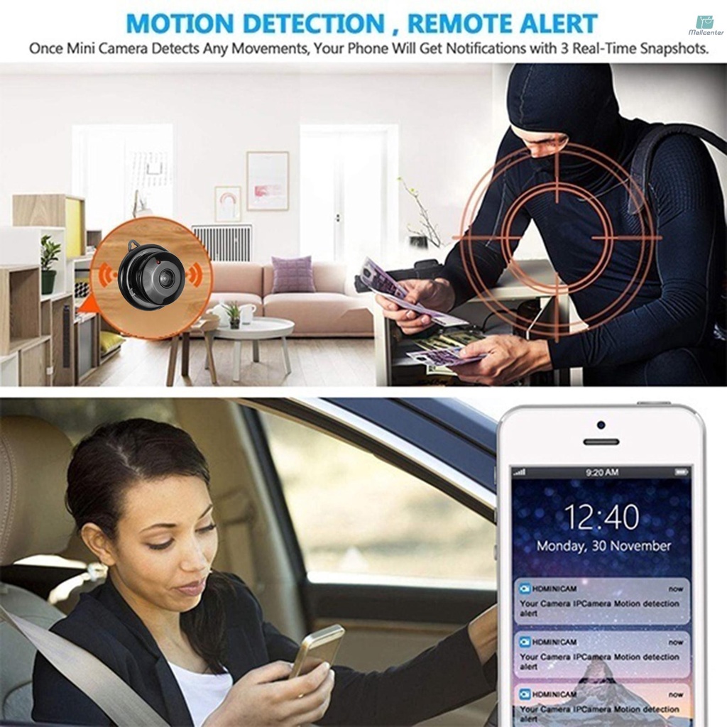 Mini Camera Cordless WiFi Remote Monitor Camera for Home Office Store Safety