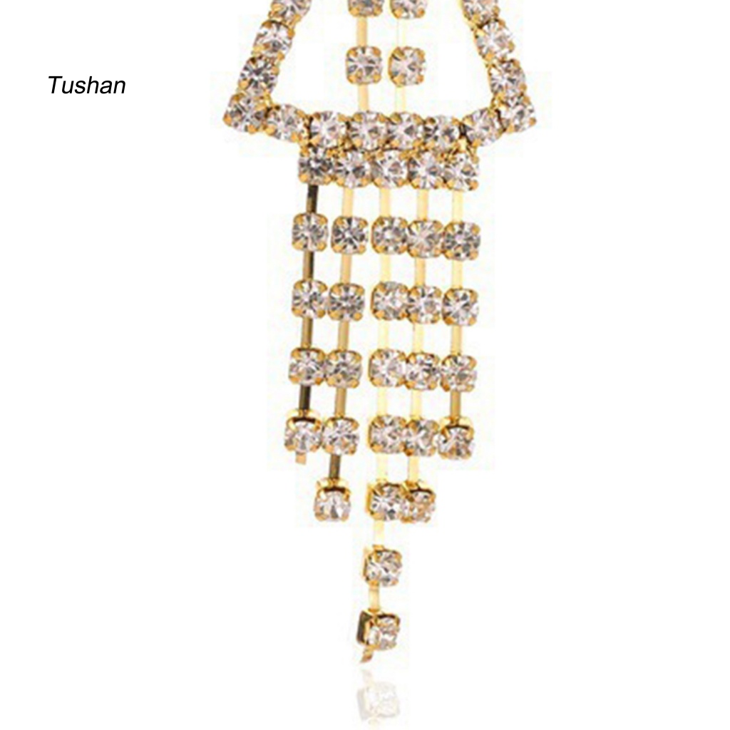 1 Đôi Bông Tai Tua Rua Dài Lấp Lánh Thời Trang Dự Tiệc Cưới