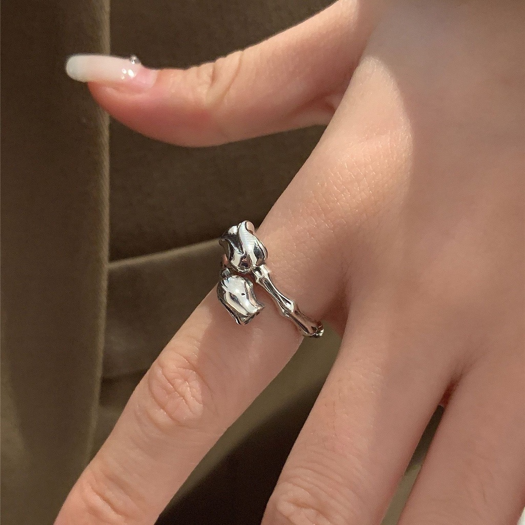 Nhẫn Mạ Bạc Hình Hoa Hồng Độc Đáo Phong Cách Âu Mỹ Cổ Điển Sang Trọng Thời Trang Cho Nữ