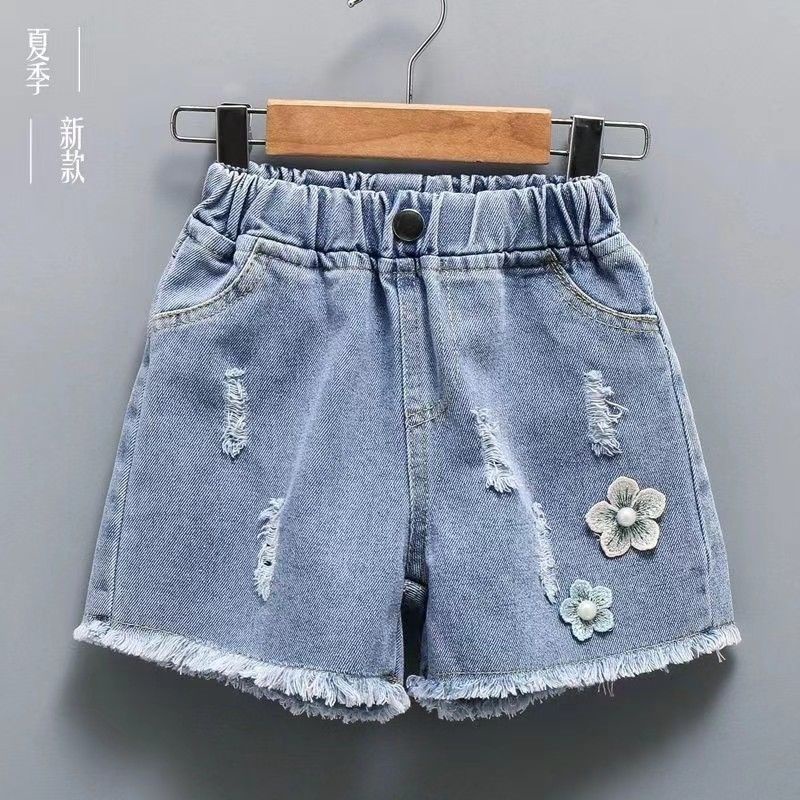 Quần Short Denim Lưng Cao Dáng Rộng Thời Trang Mùa Hè 2021 Cho Bé Gái