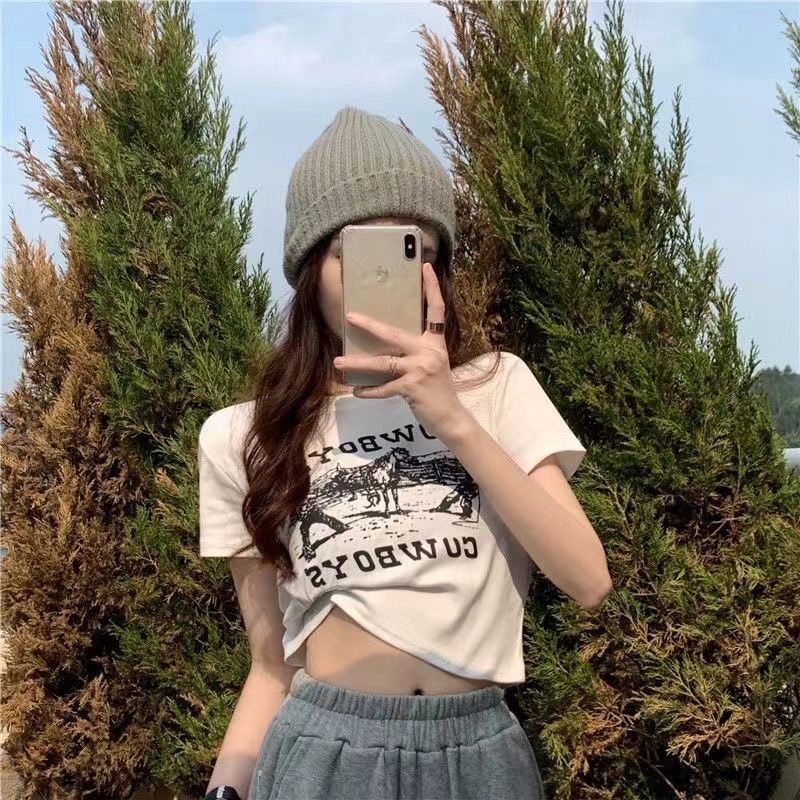 Áo baby tee Thun croptop Tay Ngắn Dáng Ôm Xinh Xắn