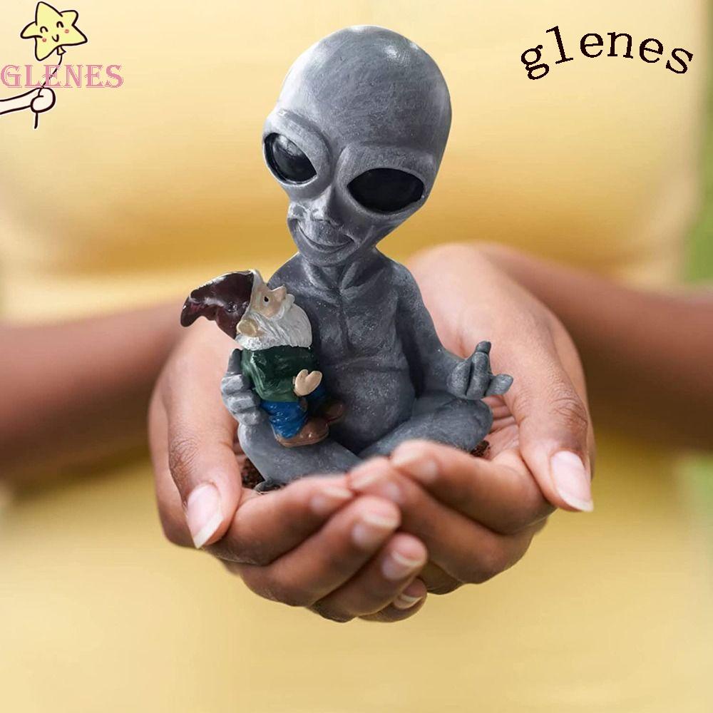 Glenes Tượng Người Ngoài Hành Tinh Bằng Nhựa Resin Sáng Tạo Trang Trí Sân Vườn Ngoài Trời DIY