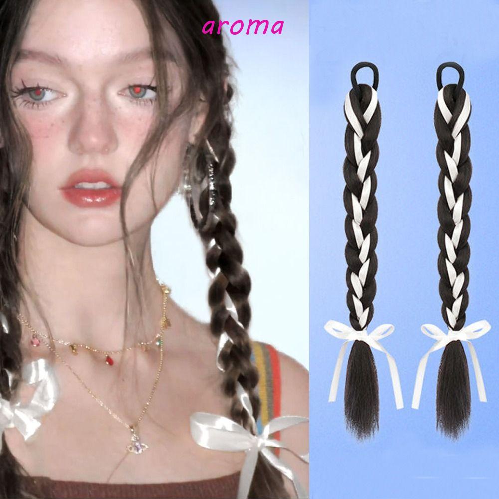 Tóc Giả Bện Bằng Sợi Tổng Hợp Màu Trắng Ngọt Ngào Dễ Thương Chịu Nhiệt Dành Cho Nữ