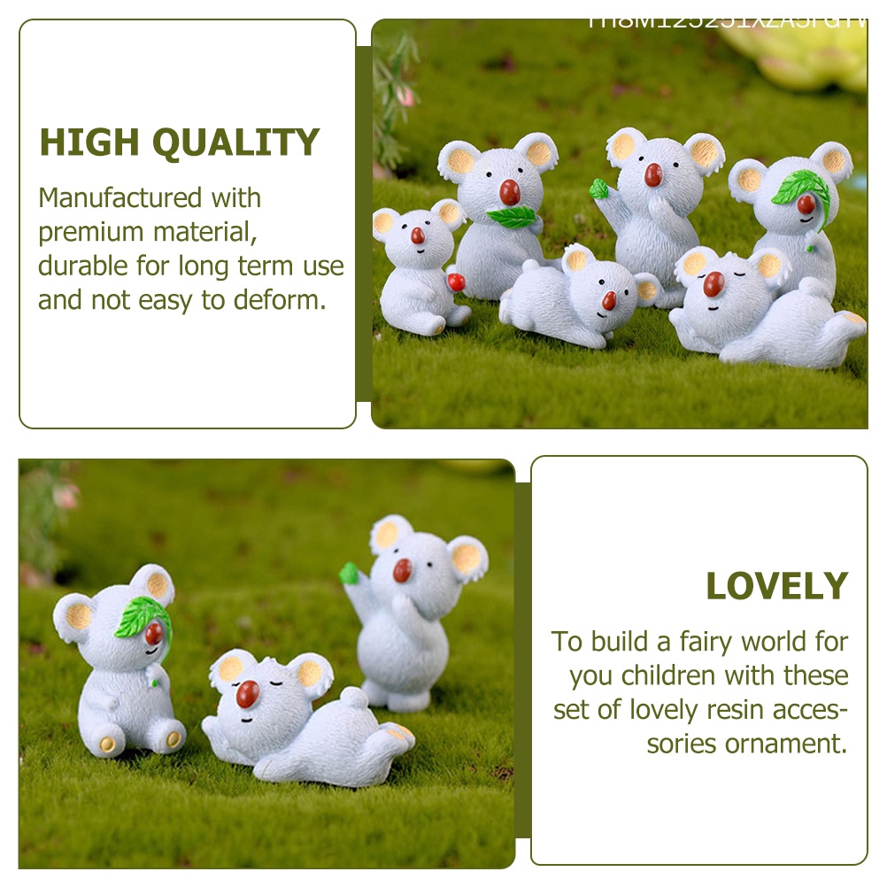 Set 6 Mô Hình Gấu Koala Bằng Nhựa Kích Thước 3.7X2.6CM Dùng Để Trang Trí
