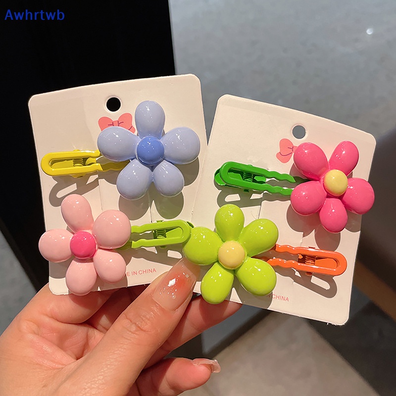 Set 2 Kẹp Tóc Hình Hoa Đơn Giản Xinh Xắn Cho Bé Gái Mới