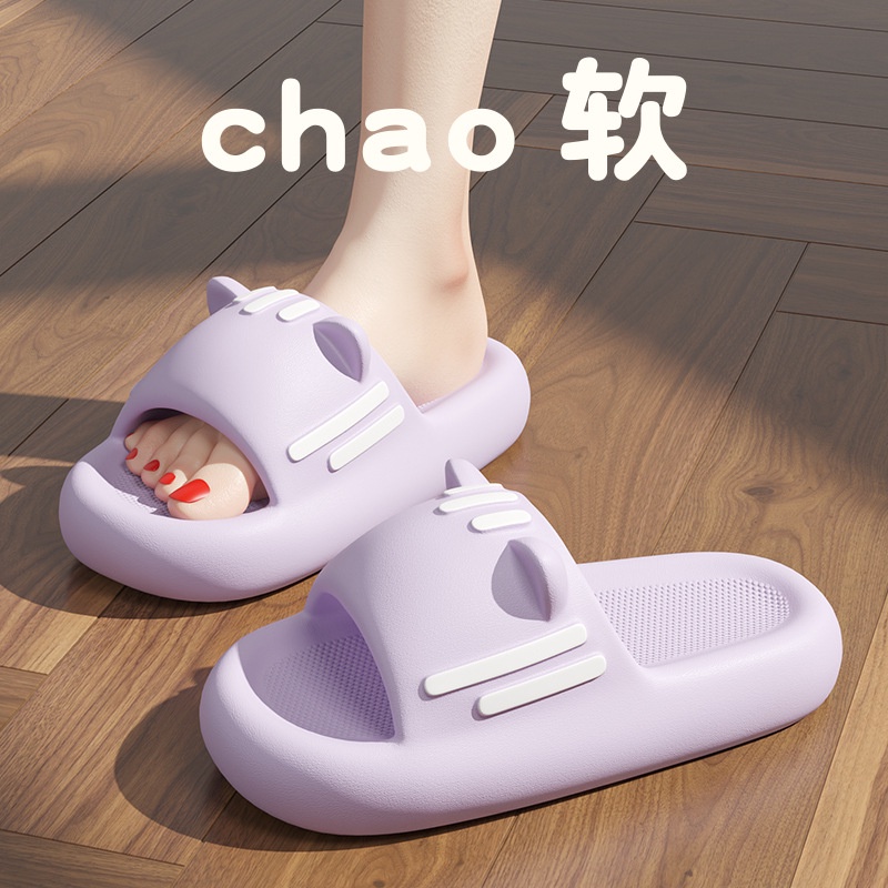 Giày Sandal Đế Cao 3cm Chống Trượt Hình Tai Mèo Ba Màu Sắc Dành Cho Nam Và Nữ
