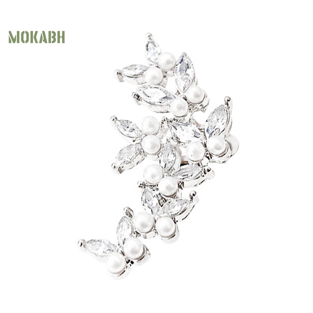 1 Khuyên Kẹp Vành Tai Hình Bướm Đính Ngọc Trai Giả Bằng Hợp Kim Không Gây Kích Ứng Thời Trang Cho Nữ