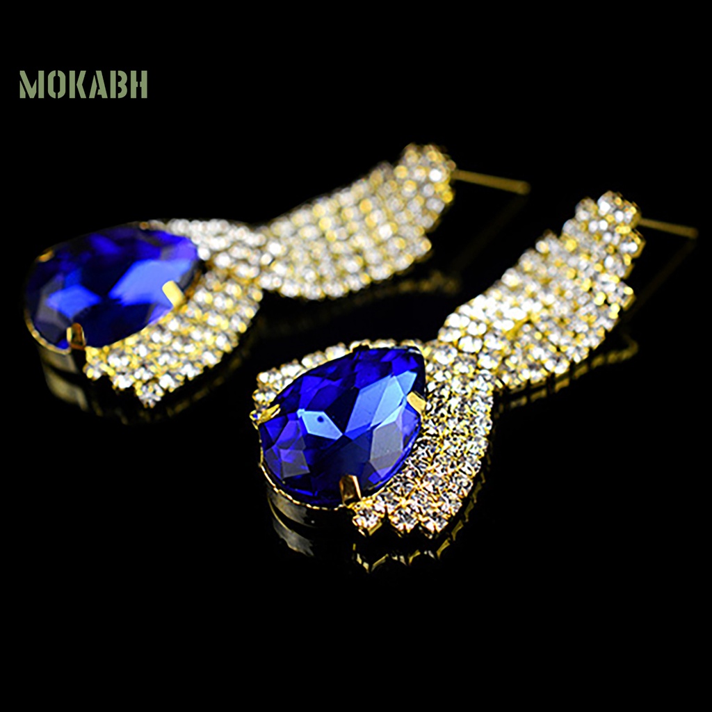 1 Đôi Bông Tai Đính Đá Màu Xanh Dương Thân Thiện Với Môi Trường