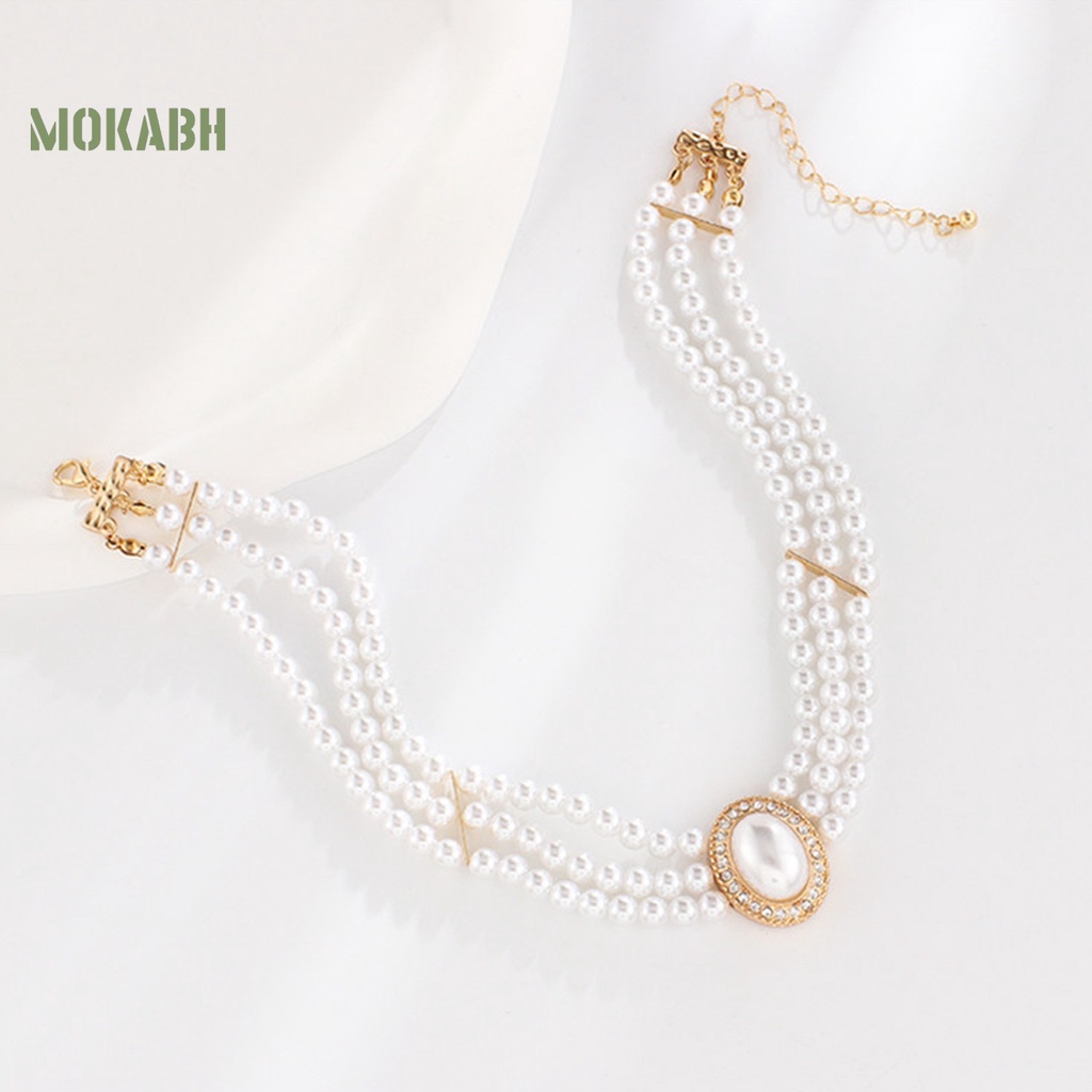 Vòng Cổ Choker Đính Đá Giả Ngọc Trai Thanh Lịch Cổ Điển Có Thể Điều Chỉnh Cho Nữ