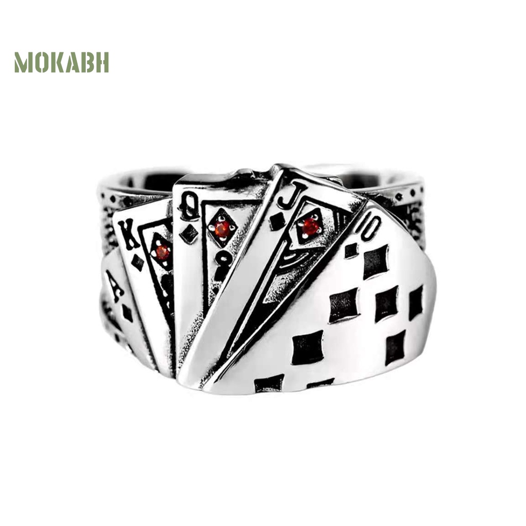Nhẫn Hở Khắc Lá Bài Poker Phong Cách Cổ Điển Có Thể Điều Chỉnh Kích Thước