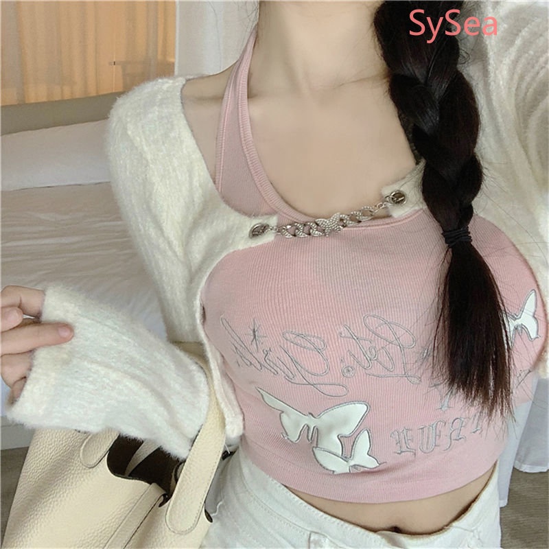 Bộ Áo Hai Dây + Áo Sơ Mi Thời Trang Mùa Hè Quyến Rũ Cho Nữ