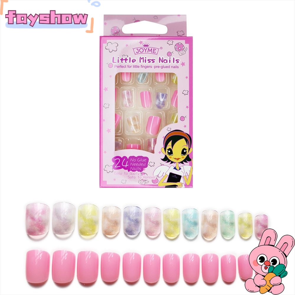 Hộp 24 Móng Tay Giả Che Phủ Toàn Diện Tháo Rời Được Cho Bé