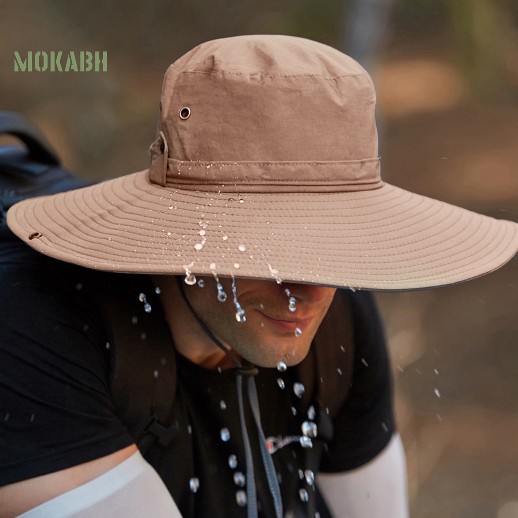 Mũ Tai Bèo Vành Rộng Có Dây Rút Chống Tia UV Chống Nắng Thoáng Khí Khô Nhanh Thời Trang Mùa Hè Cho Nam