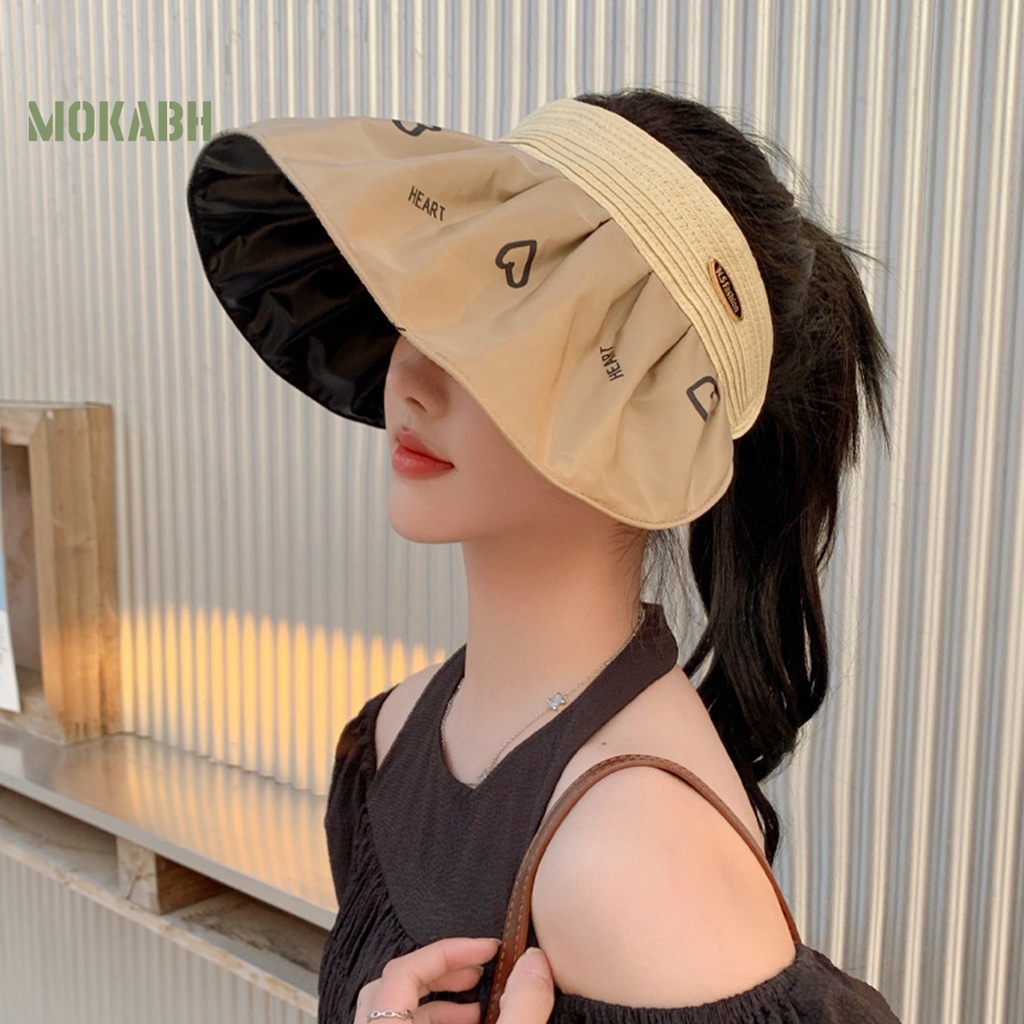 Nón Rộng Vành Hở Chóp Họa Tiết Trái Tim Thời Trang Mùa Hè