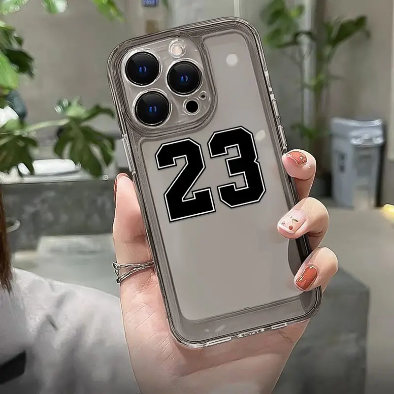 23# Ốp Điện Thoại TPU Mềm Trong Suốt Chống Sốc Nút Bấm Độc Đáo Cho IPhone 11 14 13 12 Pro Max XS X XR 7 + 8 6 6S Plus Sự Bảo Vệ