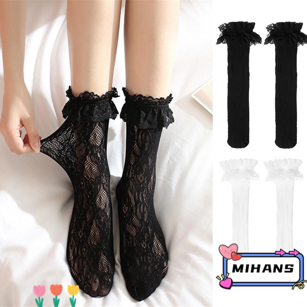 MIH Vớ Dài Qua Gối Phối Ren Đính Nơ Chất Lượng Cao Cho Bé Gái