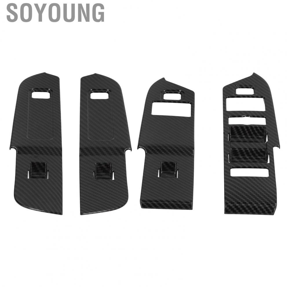 Soyoung 4PCS Window Lift Panel Switch Frame Carbon Fiber Color Replacement for Land Rover Defender 2020 Left Hand Drive