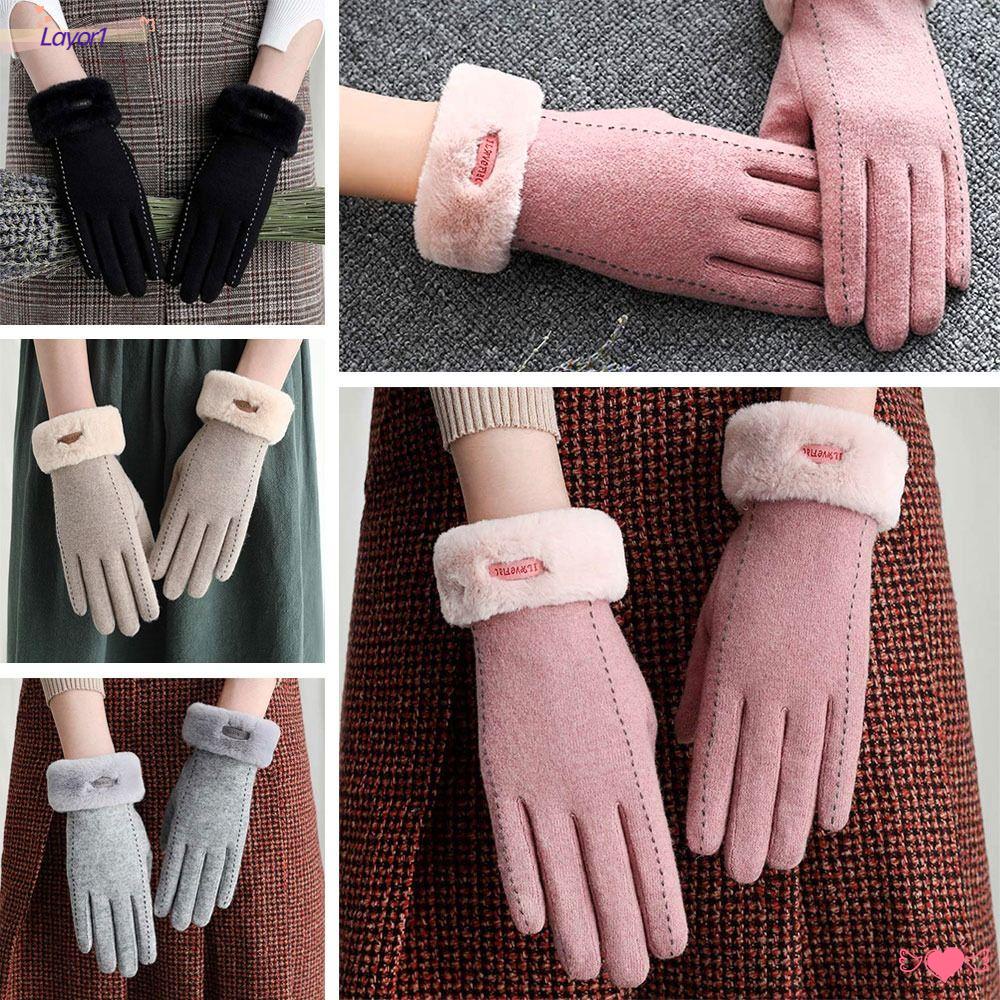 Găng Tay Thể Thao Phối Lông Ấm Áp Thời Trang Thu Đông LAYOR1 Cho Nữ