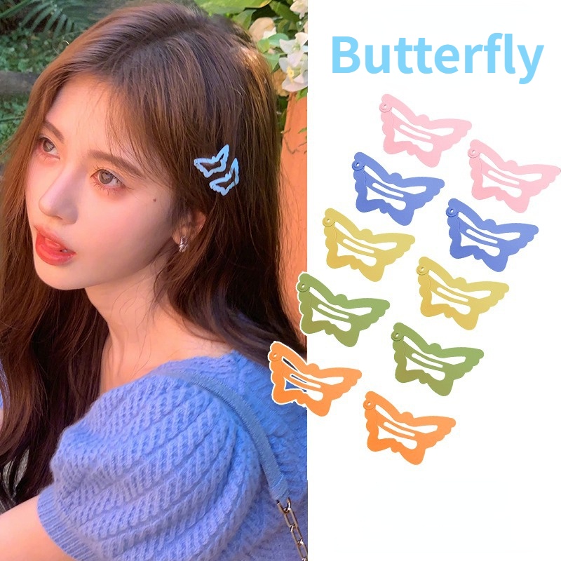 Kẹp Tóc Kim Loại Hình Bướm Nhiều Màu Sắc Dễ Thương Cho Bé Gái