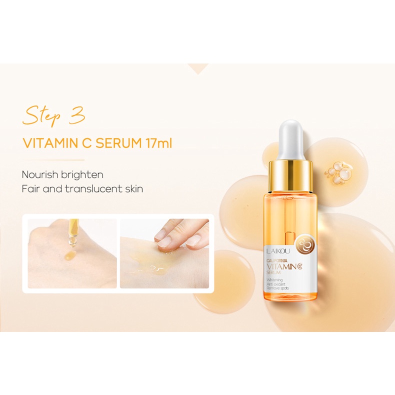 Bộ chăm sóc da 5 cái LAIKOU Vitamin C để dưỡng ẩm và làm trắng da mặt